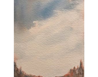 Original Watercolor Painting Watercolor Sketch Landscape Painting
