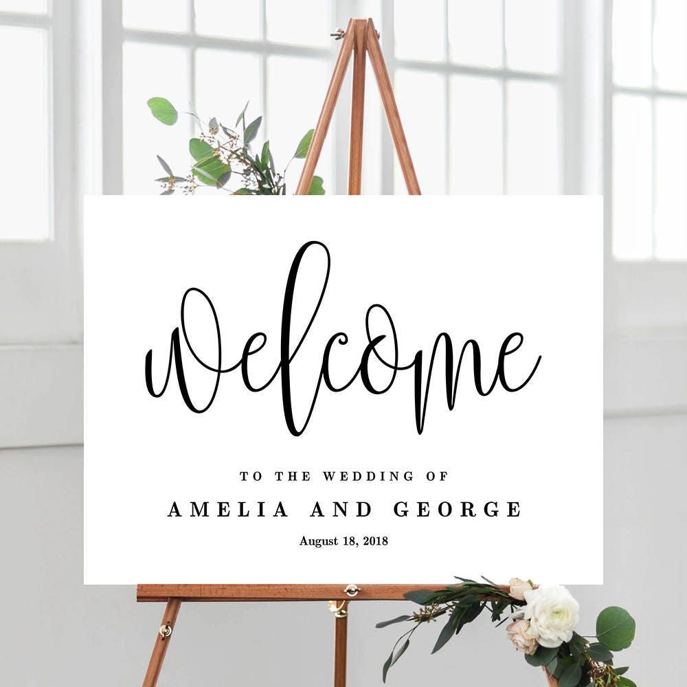 3 Sizes Modern Wedding Sign Poster Editable PDF