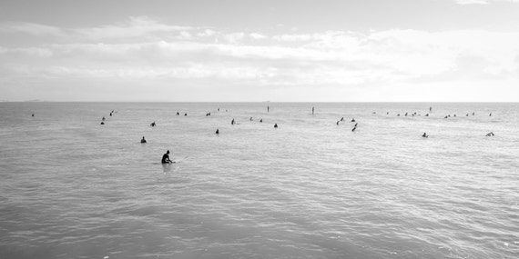 WAITING FOR WAVES. Surfing Picture, Seascape Print, Black And White, Dorset Print, Photographic Print