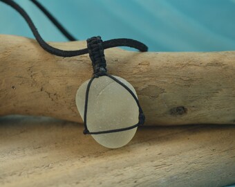 White pendant of sea glass , very beautiful necklace pendant of seaglass, beautiful gift