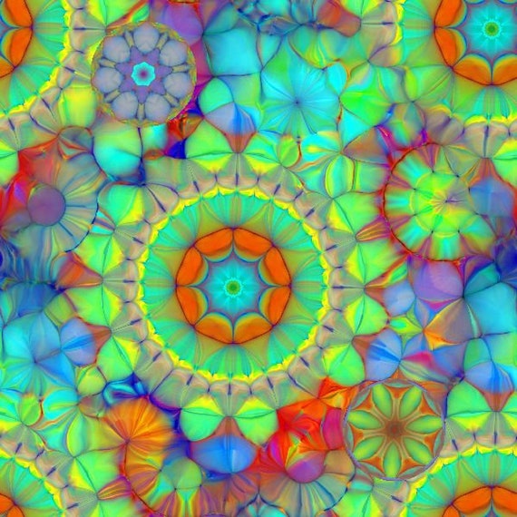 Colorful Kaleidoscope Artist Created Lycra Knit Fabric By The Yard Athletic Apparel Swimwear Swim Suit
