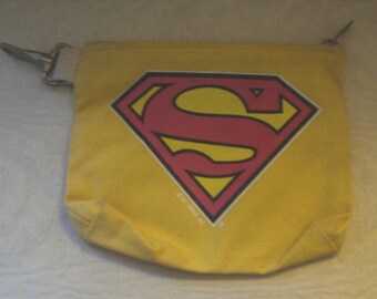 SUPER HERO BAG, Canvas Bag, Travel Pouch, Clip On Purse, Special Organizer, Zipper Closure
