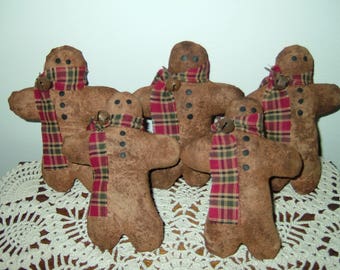 PRIMITIVE GINGERBREAD MEN~Set of 5! Last Ones!