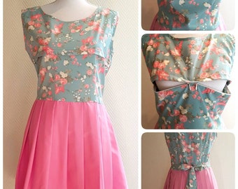 Last piece! New Ready to ship Stylish Practical Breastfeeding Nursing Wedding Guest Party Baptism Maman Mode Blue Pink Vintage Flower Dress