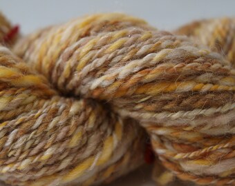 75 yards tan handspun yarn, 2 oz.