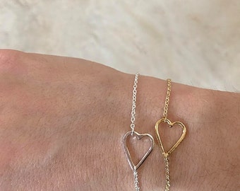 Heart Charm Bracelet, Love Bracelet, Heart Bracelet, Charm Bracelet, Bracelet, Gold Bracelet, Gold, Heart, Silver Bracelet, Silver, Bangle