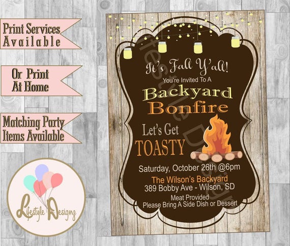rustic backyard bonfire invitation bonfire party invite