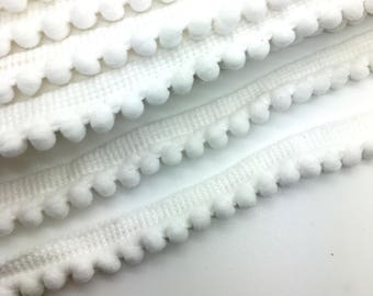 White Pom Pom Trim, Pom Pom Ribbon, Mini Pom Trim, Decorative Ribbon.