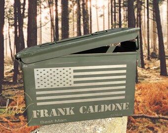 Personalized 50. Cal Ammunition Box /Groomsman Gifts/Best Man Gifts/Hunter Ammo Box/Unique Gifts for Men