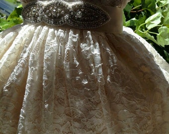 Charlotte, Ivory Lace Christening/ Baptism Gown, Slippers, Inscribed Slip, Bib and Hat
