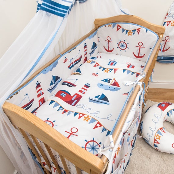 3 Piece Nursery Cot Baby Bedding Set with Long All Round