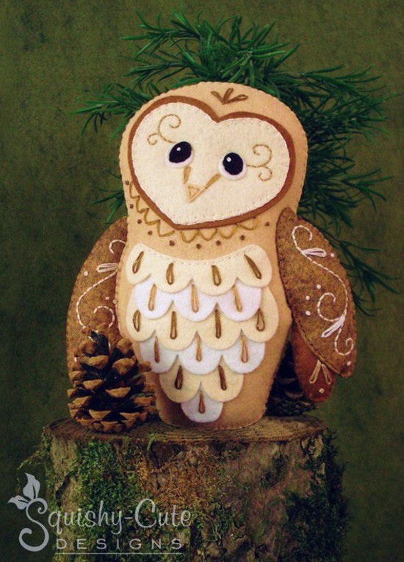 owl barn sewing pattern woodland stuffed felt animal plushie pdf patterns bailey instant owls sew animals squishy squishycutedesigns tutorial doll