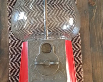 Red Vintage Glass Gumball Machine