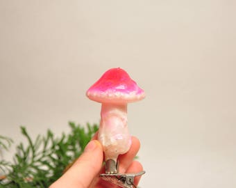 Amanita Mushroom Christmas glass ornament, Retro Tree decoration,Antique Christmas ornament, Hand painted ornament (K32)