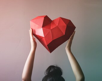 3D Geometric Heart Paper craft, Low Poly Paper Craft