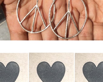 large peace sign double hoop earring