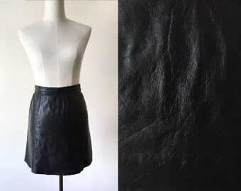 vintage leather mini skirt // 90s leather skirt