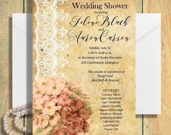 Vintage Hydrangea Shower Invitation