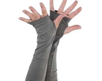 Arm Warmers in Stone Grey - Fingerless Gloves - Sleeves