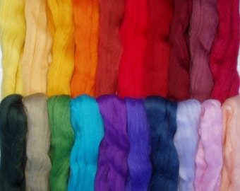 255g (68.63 Euro/kg) 9oz, 20 colours merino wool roving, felting wool, spinning fiber, needle felting wool, doll hair, no. 80, 100% wool