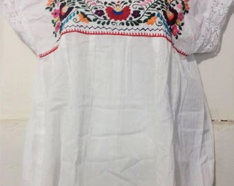 M-L Mexican blouse hand embroidered