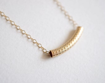 Gold Patterned Bar Necklace with 14K Gold-fill Necklace Chain (Sierra) // Gifts for her // Minimalist jewelry //