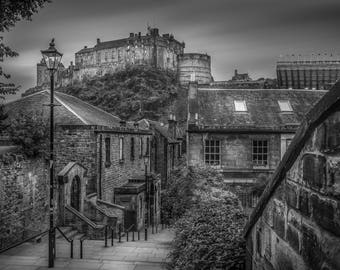 Edinburgh Castle from the Vennel, Edinburgh, Scotland. Original Photographic and available in various sizes