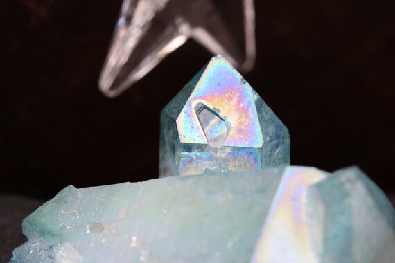 Aqua Aura Quartz Cluster 30g, Blue Aura Quartz, Aura Crystal, Aqua Angel Aura Quartz, Blue Quartz Cluster, Reiki, Gridding