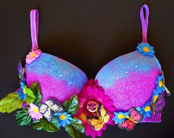 Magestical Nocturnal Butterfly Rave Bra