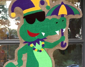 mardi gras burlap door hanger