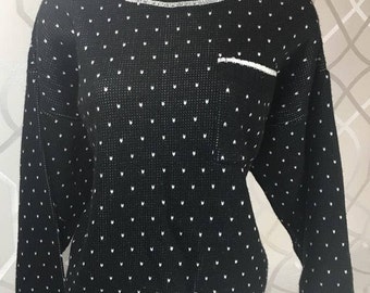 Vintage 80's/90's Black and White Sorrento Women's Sweater