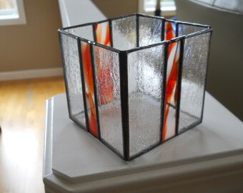 4" X 4" X 4" Stained glass candle holder