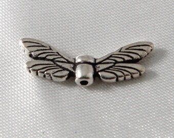 10 pcs - Antiqued Silver Plated Dragonfly Wing Beads