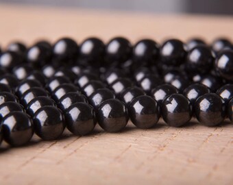 Shungite beads Round Natural 6mm 8mm 10mm 12 mm Black Bead Length of Strand 15.5 inches Hole 1 mm, AAA quality perles de shungite 是什么