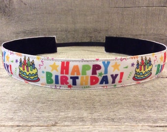 Happy Birthday Nonslip Headband, Noslip Headband, Workout Headband, Sports Headband, Running Headband, Athletic Headband