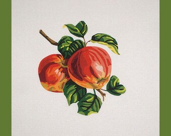 Needlepoint Kits, Needlepoint Fruits, Botanical Needlework Designs, Needlepoint Canvases, Painted Needlepoint, Needlepoint Apples Design