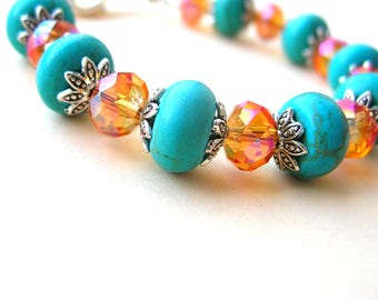 Small Turquoise Magnesite Bracelet - Gemstone Bracelet - Small Wrist