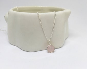 Rose quartz necklace, 925 sterling silver rose quartz pendant, silver rose quartz pendant, rose quartz jewellery, quartz pendant