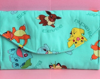 Pokemon Quilted Accordion Style Clutch Wallet with 10 card slots and zipper pockets