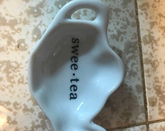 Swee Tea Teapot White Ceramic Teabag Caddy Rest