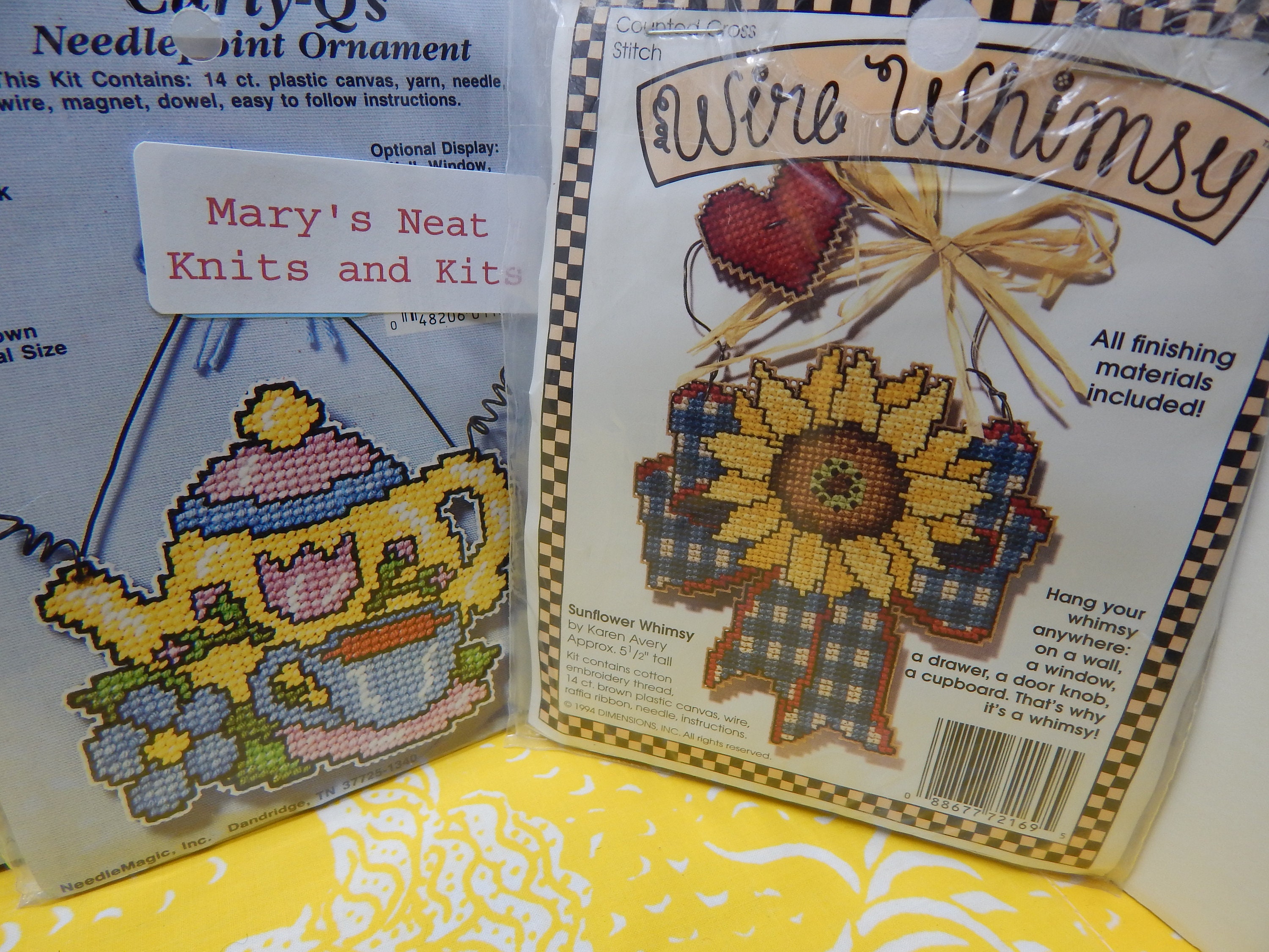 Wire Whimsy Counted Cross Stitch Cat Angel Sunflower Coffee