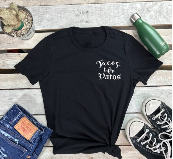 Tacos Before Vatos Women's Short Sleeve Crewneck T Shirt Mexican Taco Tuesday Tee , Taco Tshirt