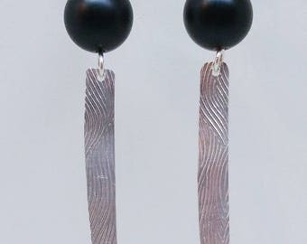 Simple Black and Textured Earrings