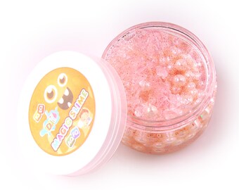 Colorful Pearl Birthday Beads Slime - 5 oz Clear Based Slime With Glitter and Foam Beads - Pink