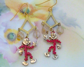 READY KILOWATT vintage antique assemblage earrings