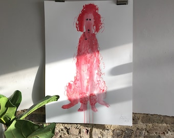 Original Faye Moorhouse painting - Giant Pink Poodle 005 - FREE SHIPPING