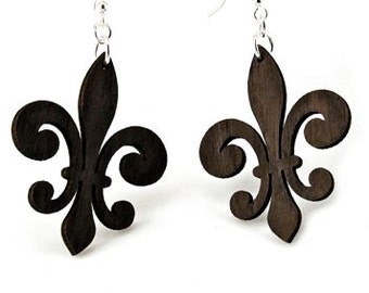Fleur De Lis Earrings - Wood Earrings - Mardis Gras