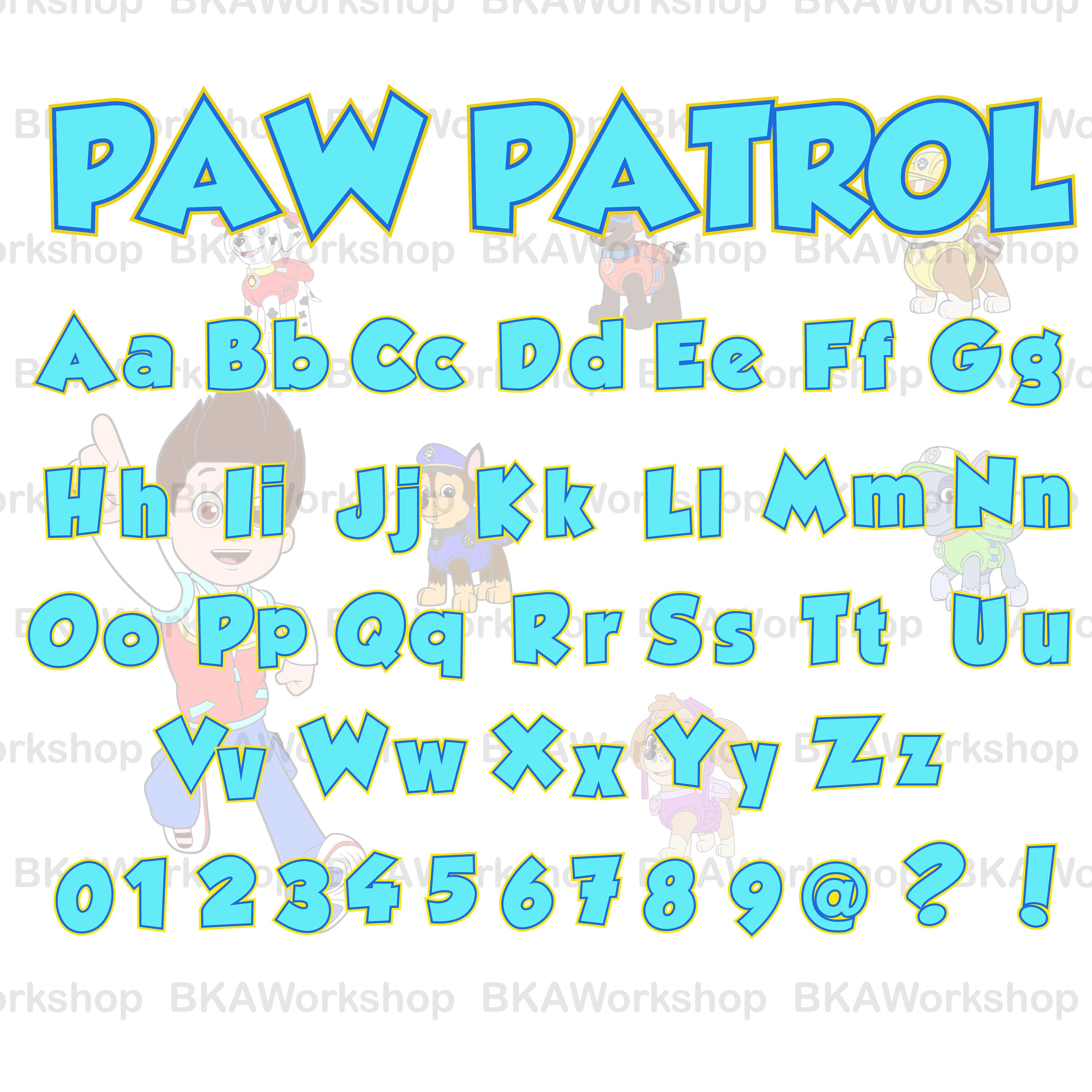 paw patrol pink font