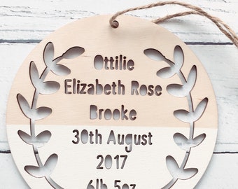 Lapel Birth Announcement Hanging Plaque