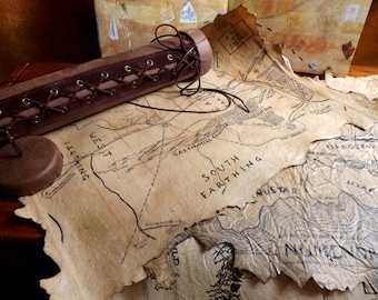 Four Lord of the Rings maps with Case - Handmade LOTR maps -Tolkien maps -Middle Earth - Collectible